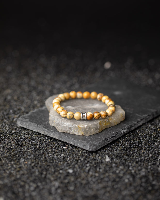 Bracelet with 8mm beige Jasper stone