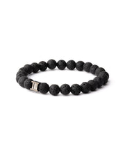 Bracelet with 8mm Black Lava stone and black spacer