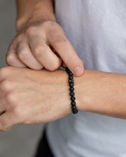 Bracelet with 6mm Black Lava stone and black spacer