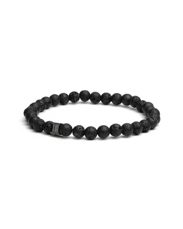 Bracelet with 6mm Black Lava stone and black spacer