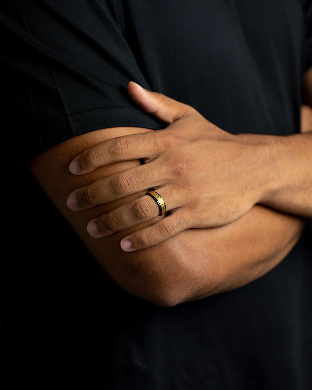 6mm Titanium ring with black & gold finish