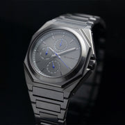 42mm full stainless steel watch with dark grey finish