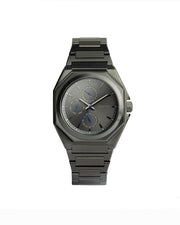 42mm full stainless steel watch with dark grey finish