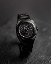 42mm full stainless steel watch with black finish