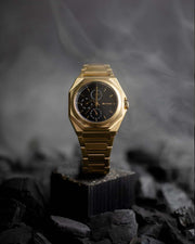42mm full stainless steel watch with golden finish