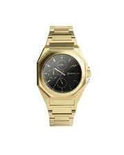 42mm full stainless steel watch with golden finish