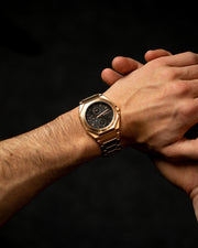 Montre entièrement en acier inoxydable de 42 mm avec finition bronze