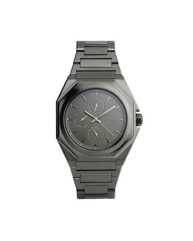 42mm horloge met donkergrijze afwerking en zilveren details