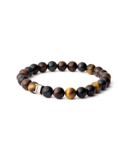 Bracelet with 8mm Tiger Eye stone in 3 colours