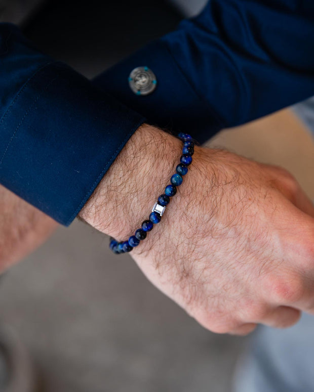 Armband mit 6 mm blauem Tigerauge-Stein