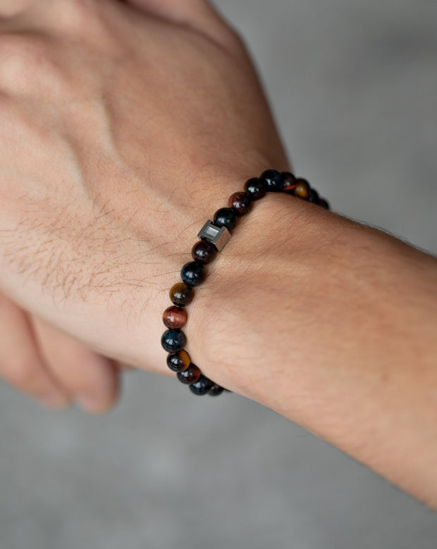 Bracelet avec pierre Oeil de Tigre 6mm en 3 Couleurs
