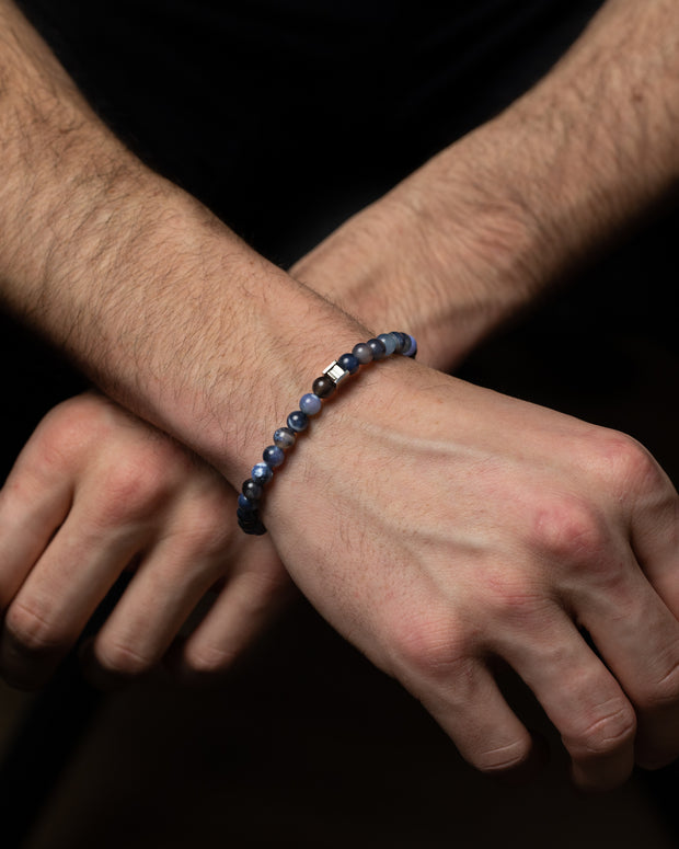6 mm Armband mit blauem Achatstein