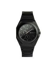 42mm full stainless steel watch with black finish