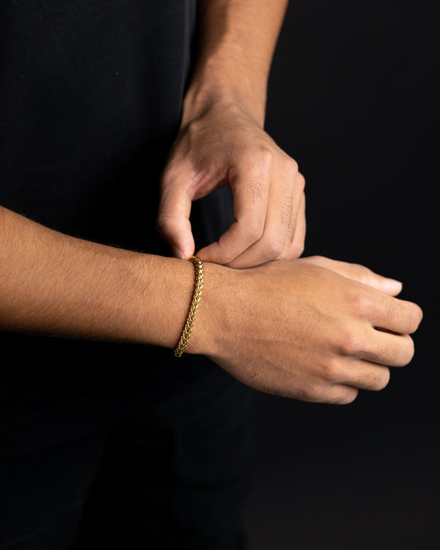 5mm foxtail bracelet in stainless steel with gold-plated finish