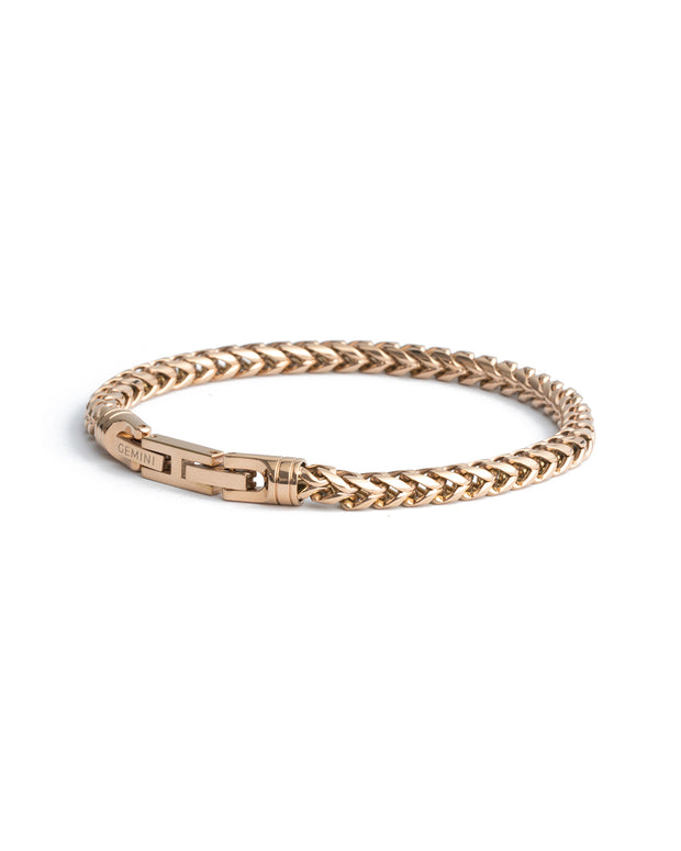 Bracelet foxtail de 5mm en acier inoxydable avec finition plaquée bronze