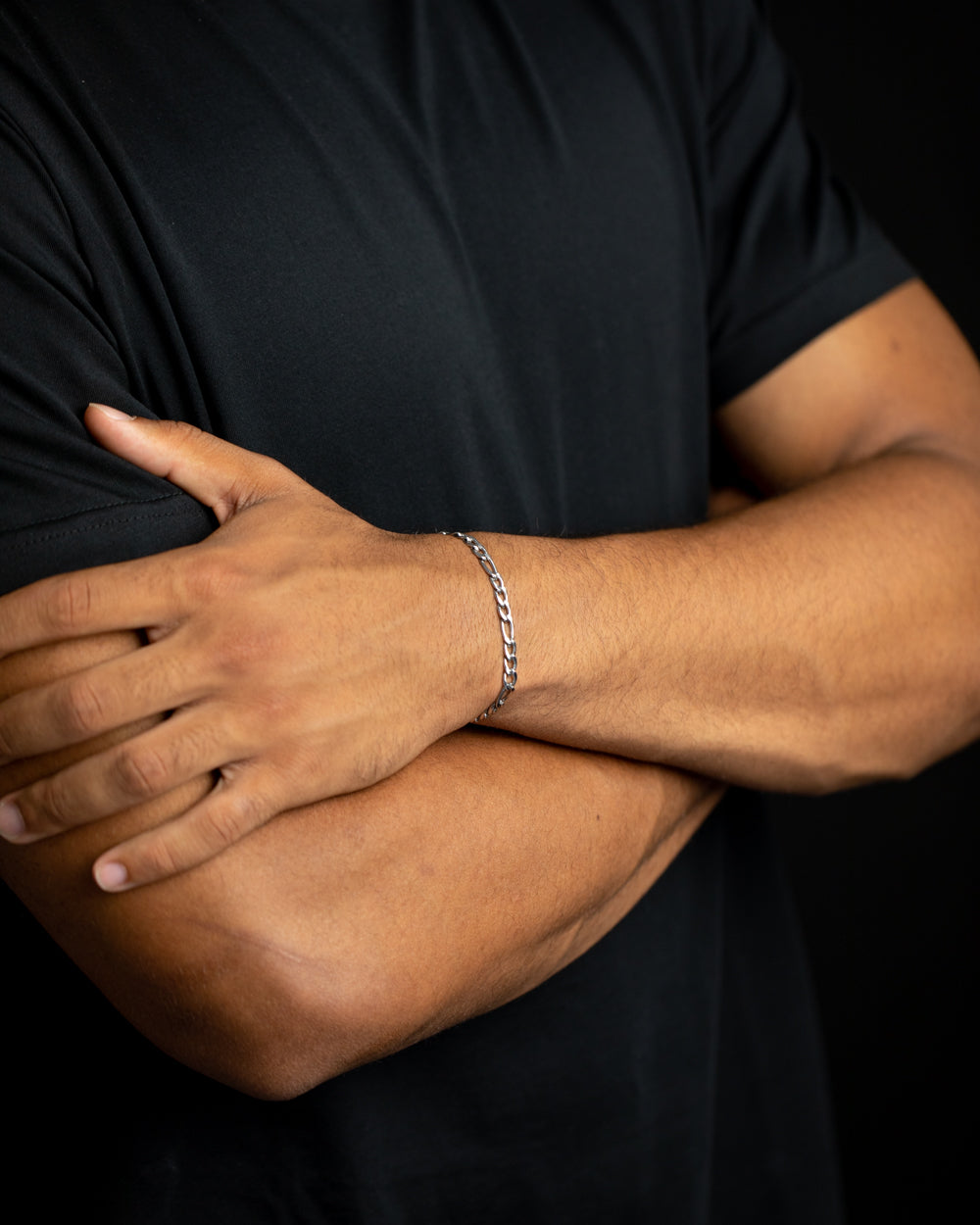 5mm Figaro armband met zilveren afwerking
