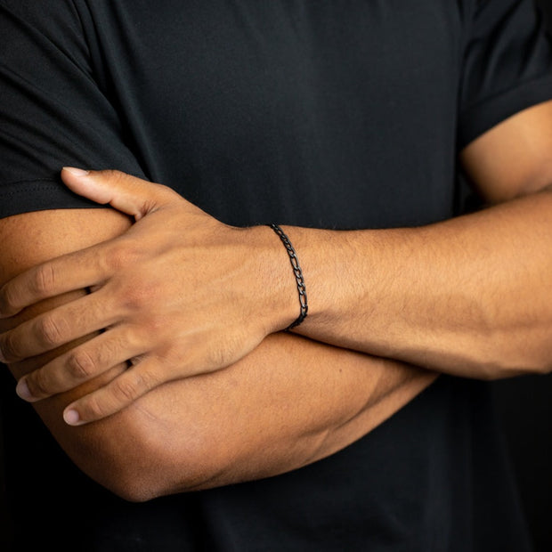 Chaîne en acier inoxydable figaro de 5 mm avec finition noire