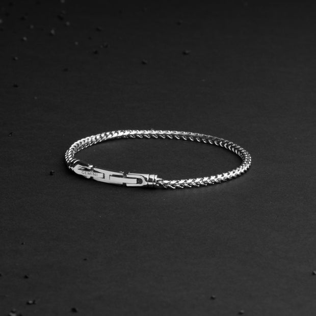 Bracelet sétaire 3 mm en acier inoxydable avec finition argentée