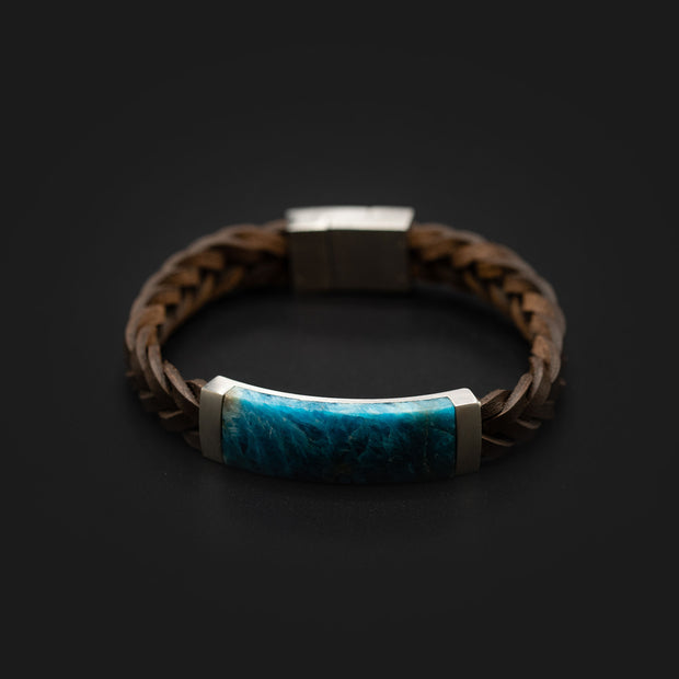 Leather bracelet with Grandidierite stone