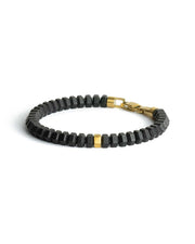 Exclusive bracelet with hand-cut black Agate stone and 18k gold plating