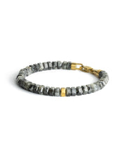Exclusive bracelet with hand-cut Larvikite stone and 18k gold plating