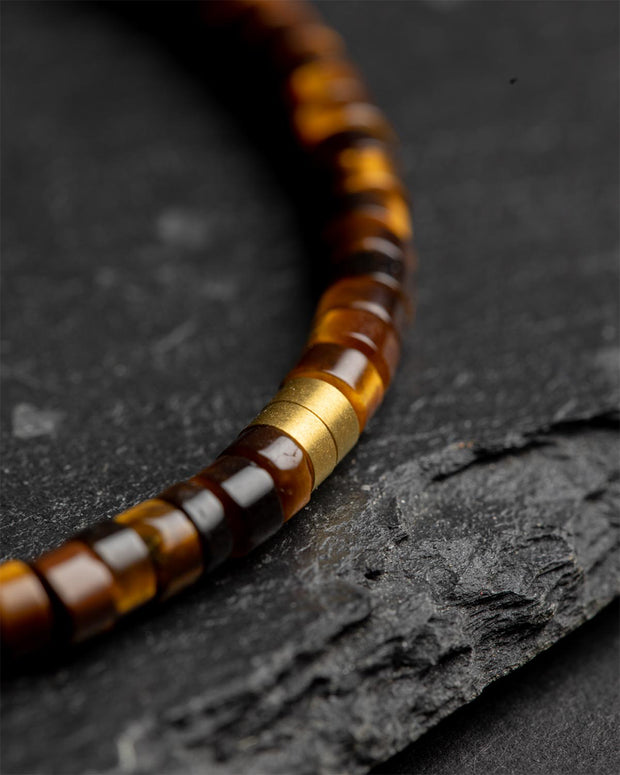 2mm Bracelet with Tiger Eye stones and titanium element