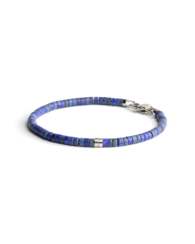 2mm Bracelet with matte Lapis Lazuli stones and titanium element