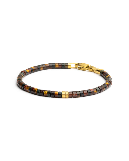 2 mm Armband mit gemischten Tigerauge-Steinen und Titanelement