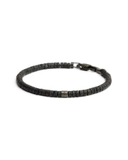 2mm Bracelet with black Lava stones and titanium element