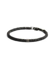 Bracelet 2 mm avec pierres de lave noires et élément en titane