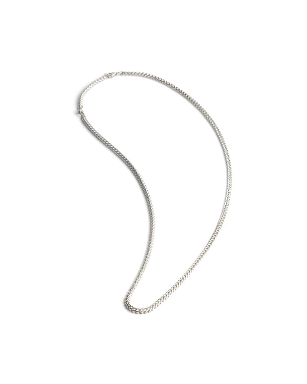 3mm foxtail necklace in stainless steel with silver plated finish