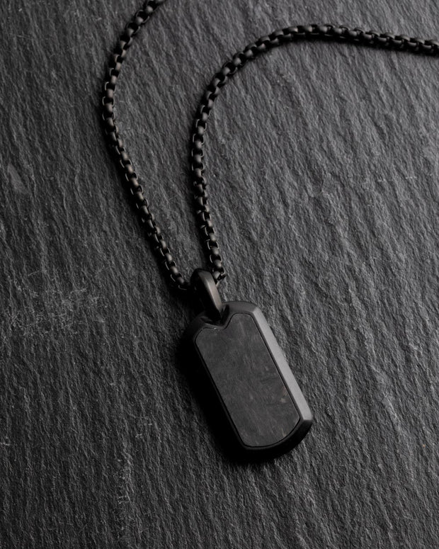 Full titanium necklace with black finish and Forged Carbon