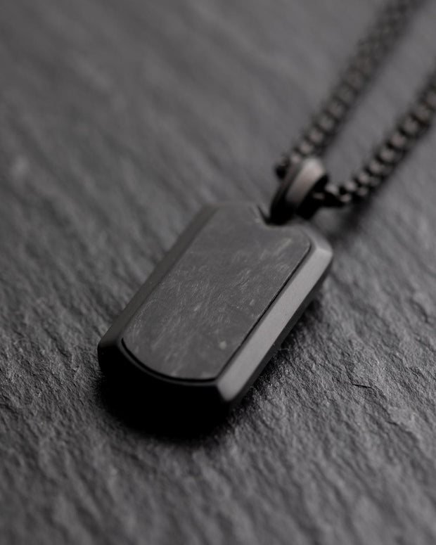 Full titanium necklace with black finish and Forged Carbon