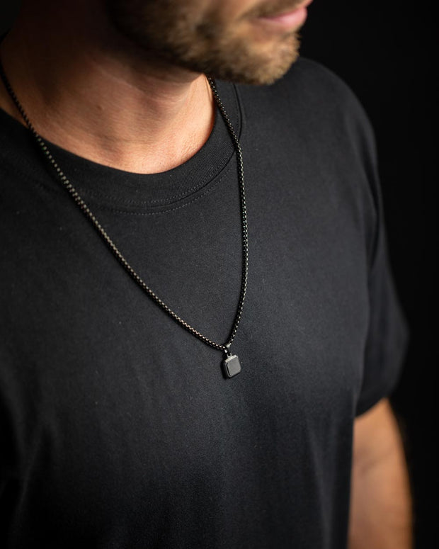 Titanium/Steel necklace with Black Agate stone