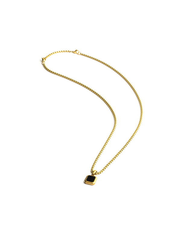 Titanium/Steel necklace with an 18kt gold finish and Black Agate stone