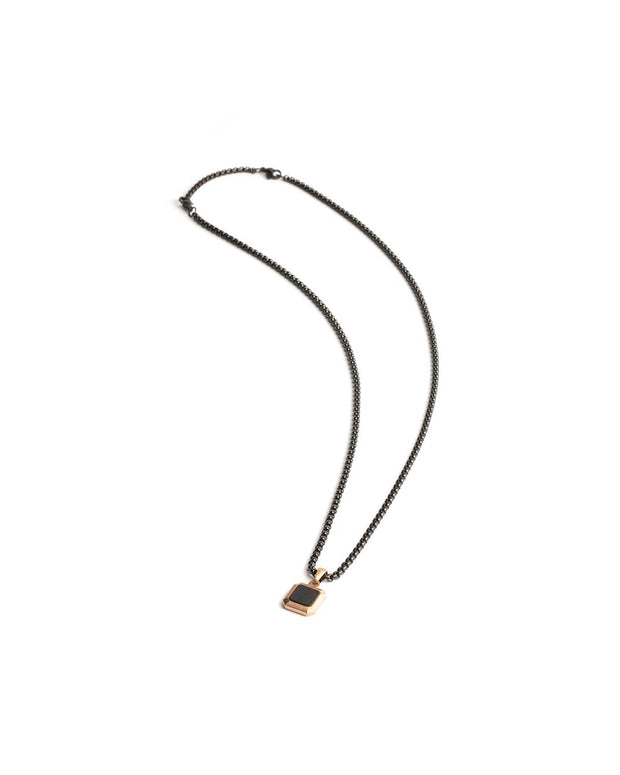 Bronskleurige halsketting uit staal en titanium met Agaat steen