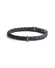 Single black Italian nappa leather bracelet with full black finish