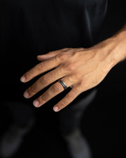6mm Silver Titanium ring with forged Carbon