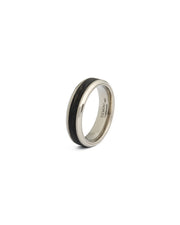 6mm Silver Titanium ring with forged Carbon