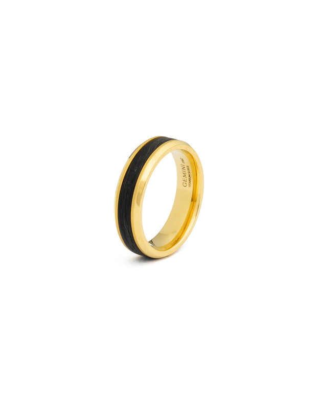 6mm Gold Titanium ring with forged Carbon