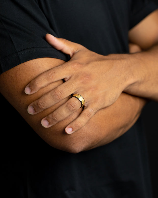 8mm Titanium ring with black & gold finish