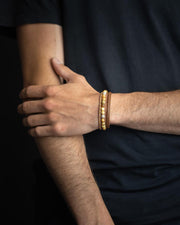 Triple bracelet with 6mm Jasper stone and Nappa leather