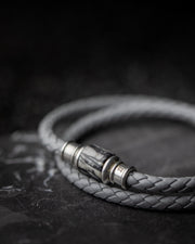 Bracelet en cuir avec pierre de Jaspe gris